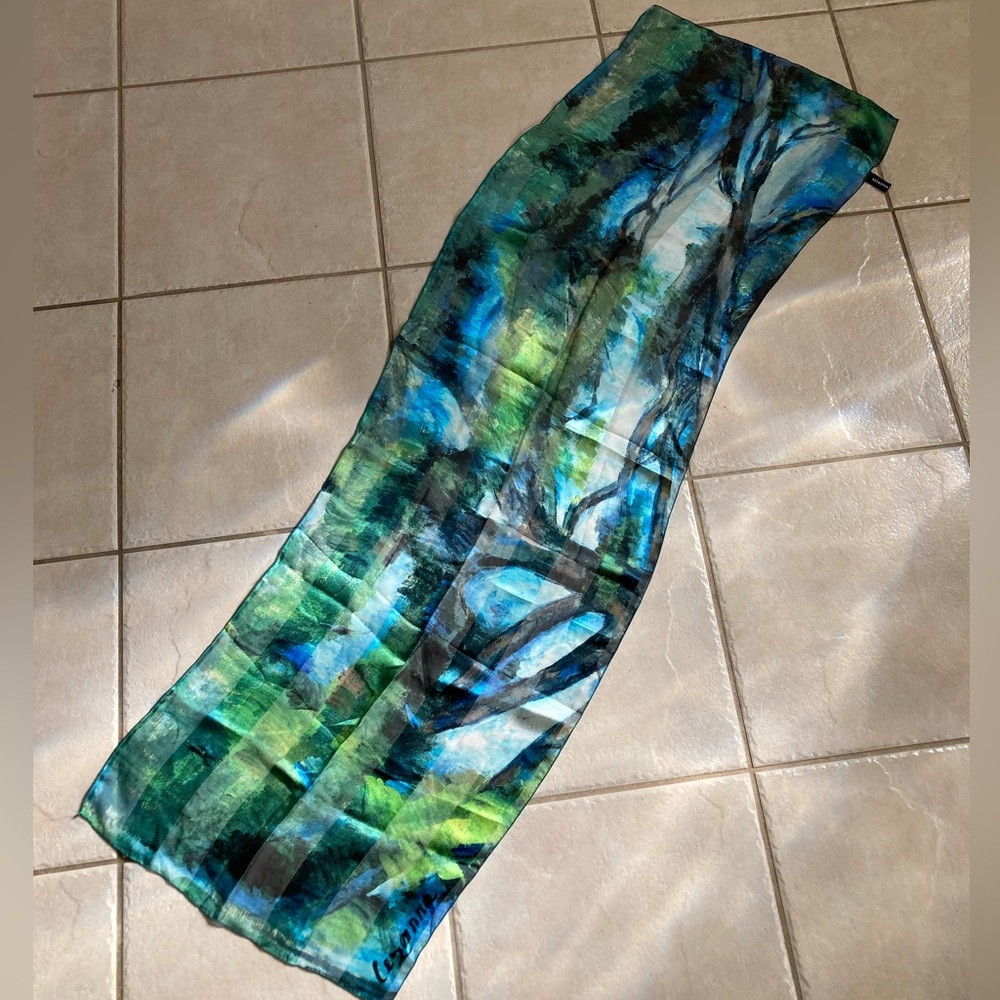 Brochier Soieries French silk lightweight scarf art to wear Parisian Chic - Picture 2 of 10